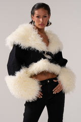 SITTING PRETTY FUR TRIM DENIM JACKET