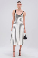 LETS GET IT GOING KNIT STRIPE MIDI DRESS