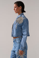 SPARKLE AND SHINE QUEEN DENIM BUTTON DOWN