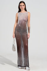 SLICE OF HEAVEN MESH RHINESTONE MAXI DRESS