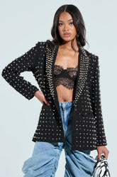 SUGAR AND SPICE SPIKED STUD BLAZER