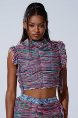 SHES GONE, DANCE ON GIRL SHREDDED DENIM TOP