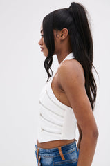 TOUCH ON ME ZIP HALTER TOP