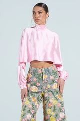 TALIA SATIN MOCK NECK BLOUSE