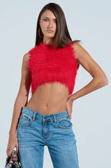 SHAGGY RED CROP TOP