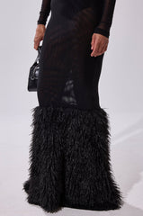 RUNAWAY BRIDE MESH FUR MAXI DRESS