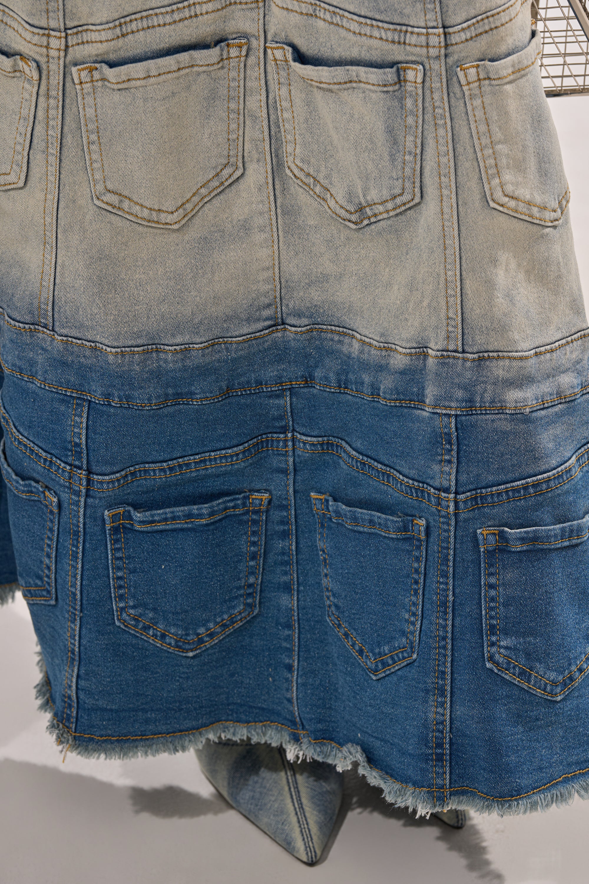 DENIM ON DENIM LAYERED MAXI DRESS