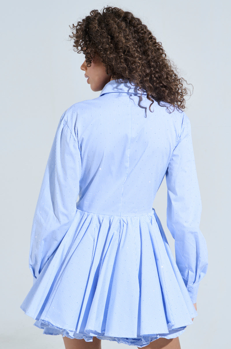 THE IT GIRL MINI DRESS IN STRIPED POPLIN