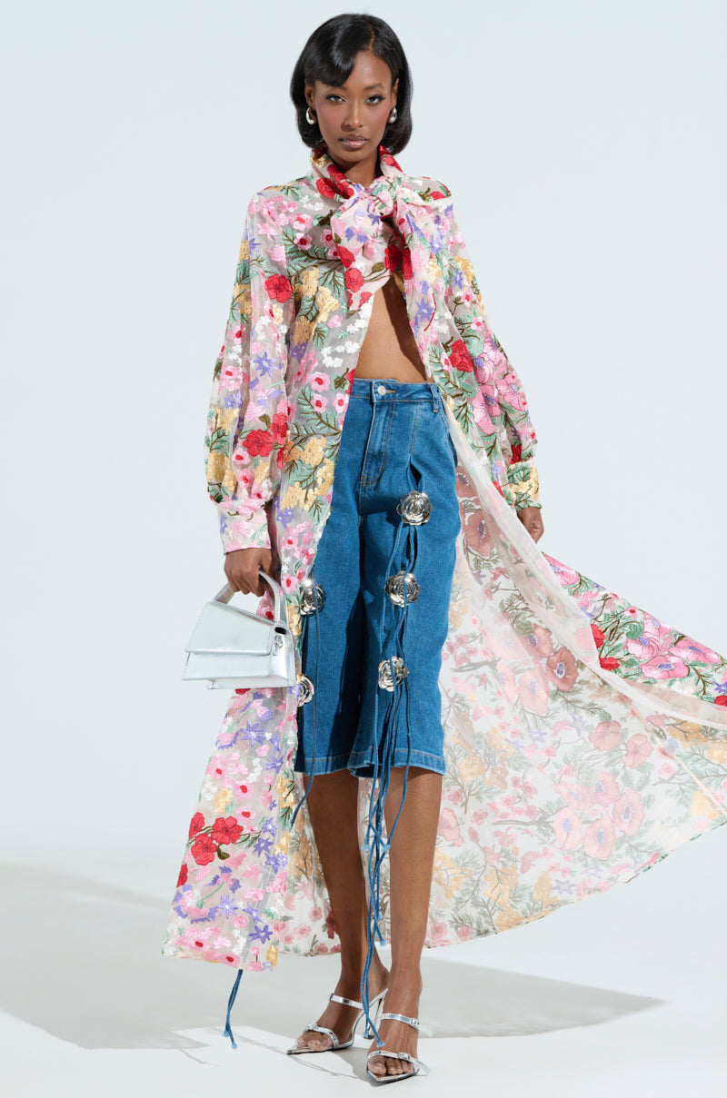 GRUNGE ROSE DENIM BERMUDA SHORTS