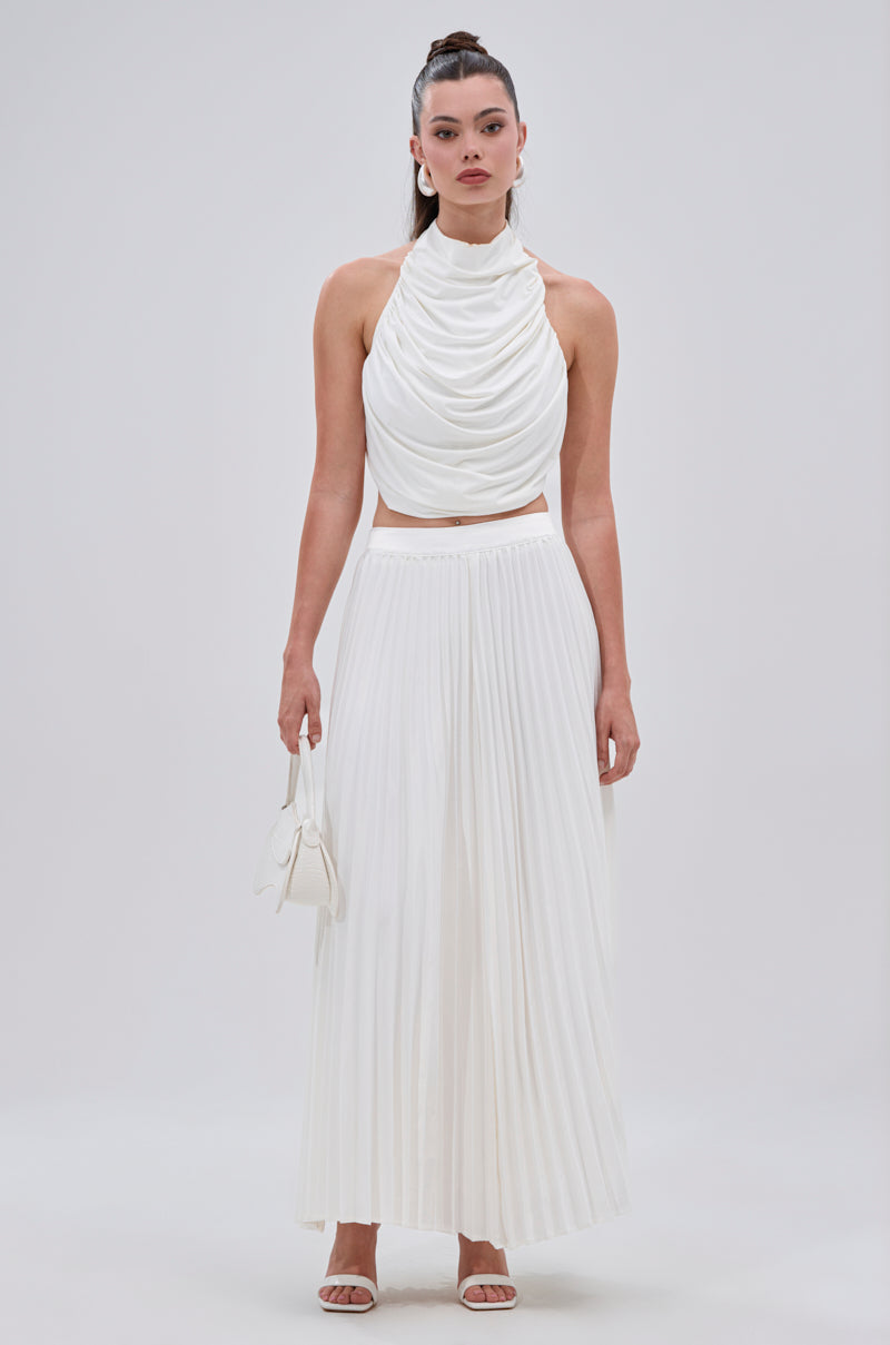 SWEET THING PLEATED SATIN MAXI SKIRT