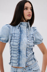 WAYS TO GO TIE DENIM BLOUSE