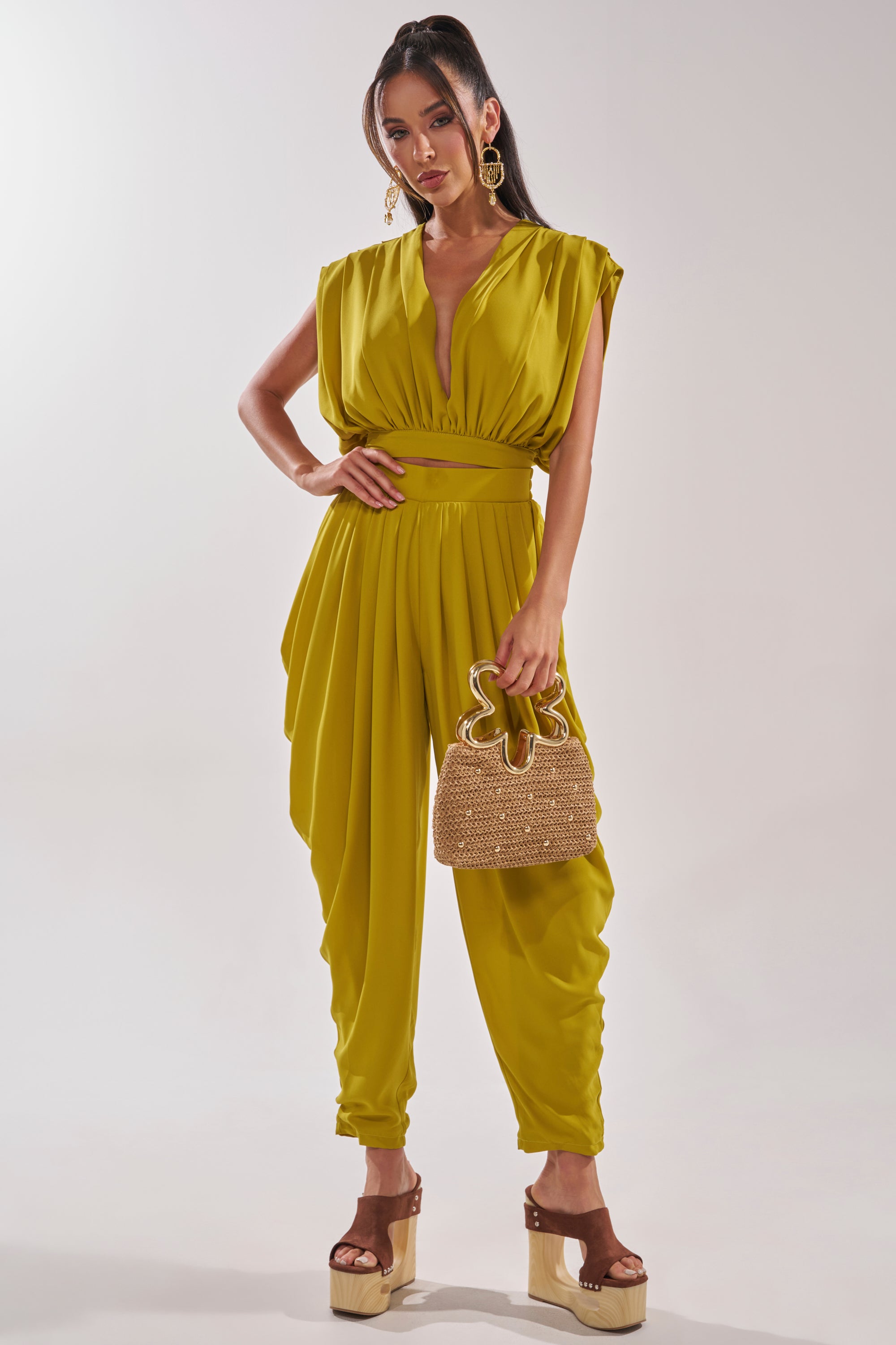 READY TO DANCE SLINKY PANT IN CHARTREUSE