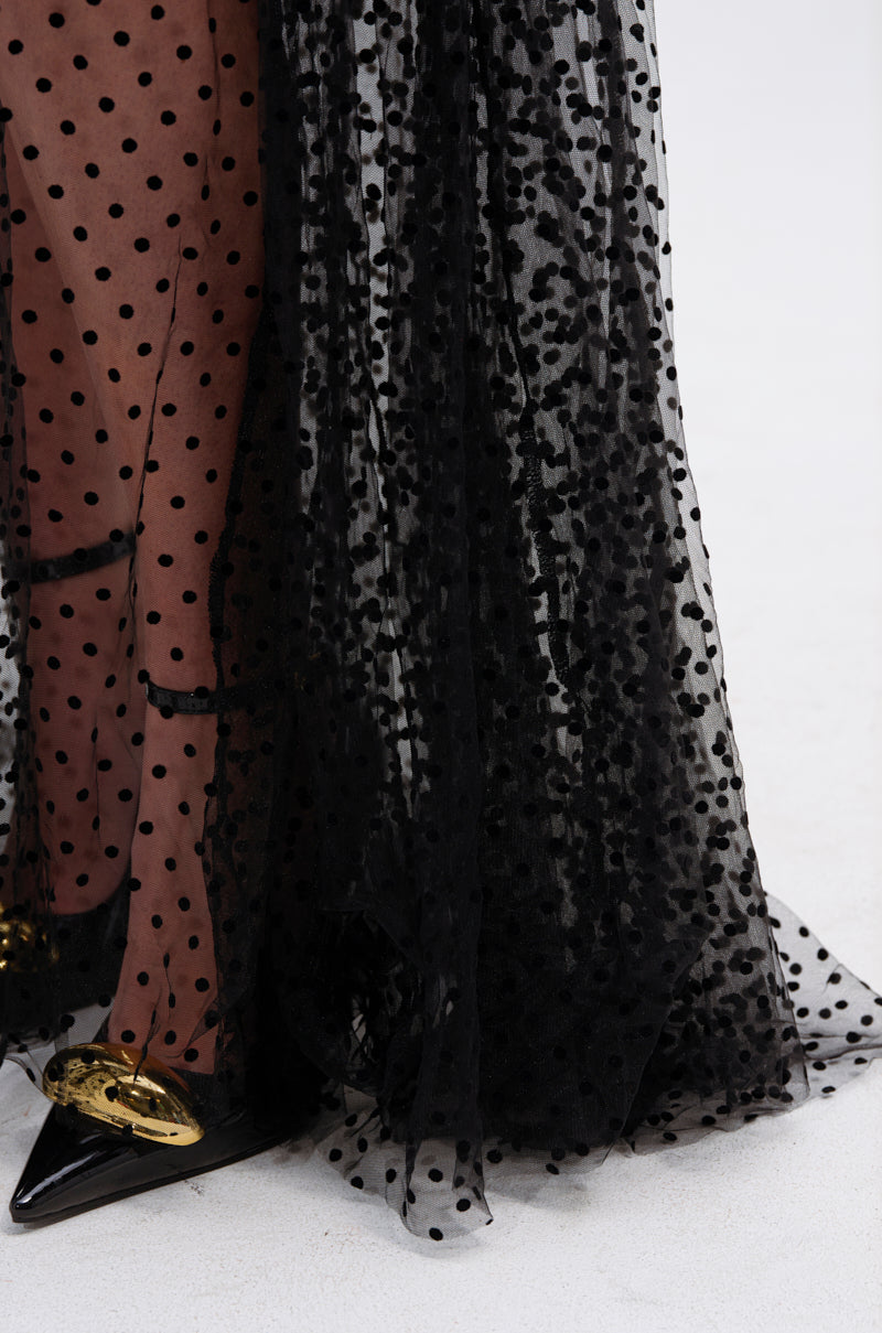 MARA SHEER POLKA DOT MAXI SKIRT