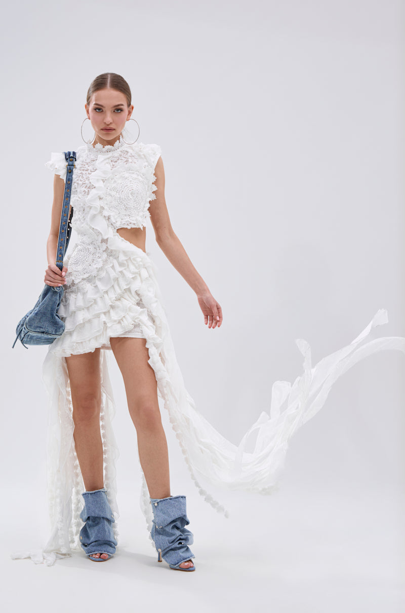 JUST A FEELING RUFFLE MINI DRESS