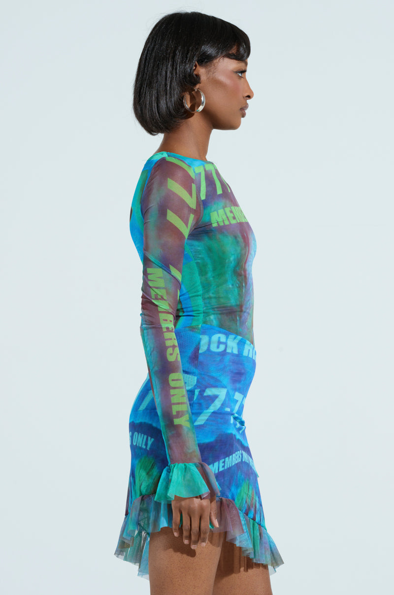MEMBERS ONLY PRINTED MINI DRESS