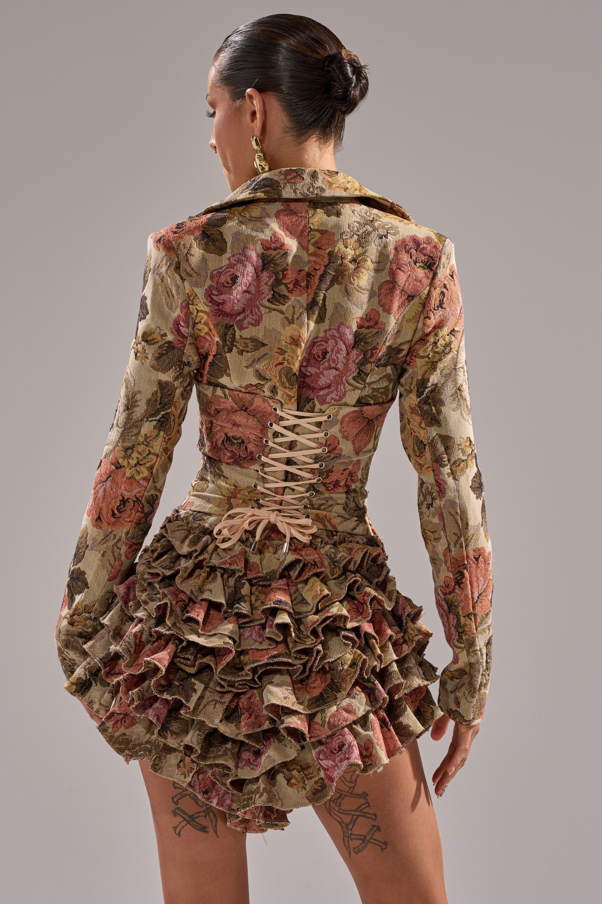 FLORAL HEAVEN TAPESTRY MINI DRESS