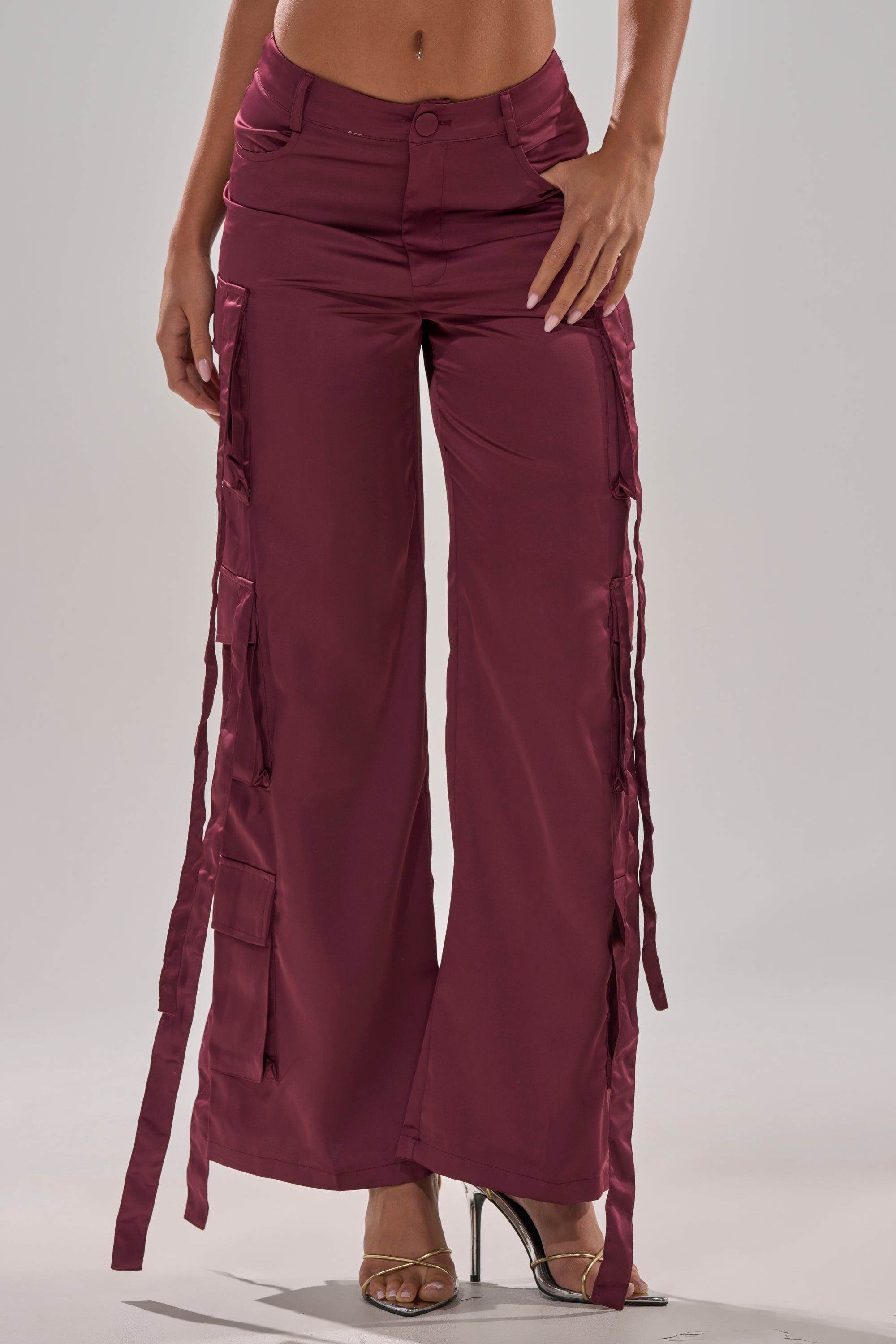 TAKE ME EVERYWHERE SATIN CARGO PANT