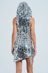 WON OF ONE SEQUIN CHAIN MINI DRESS