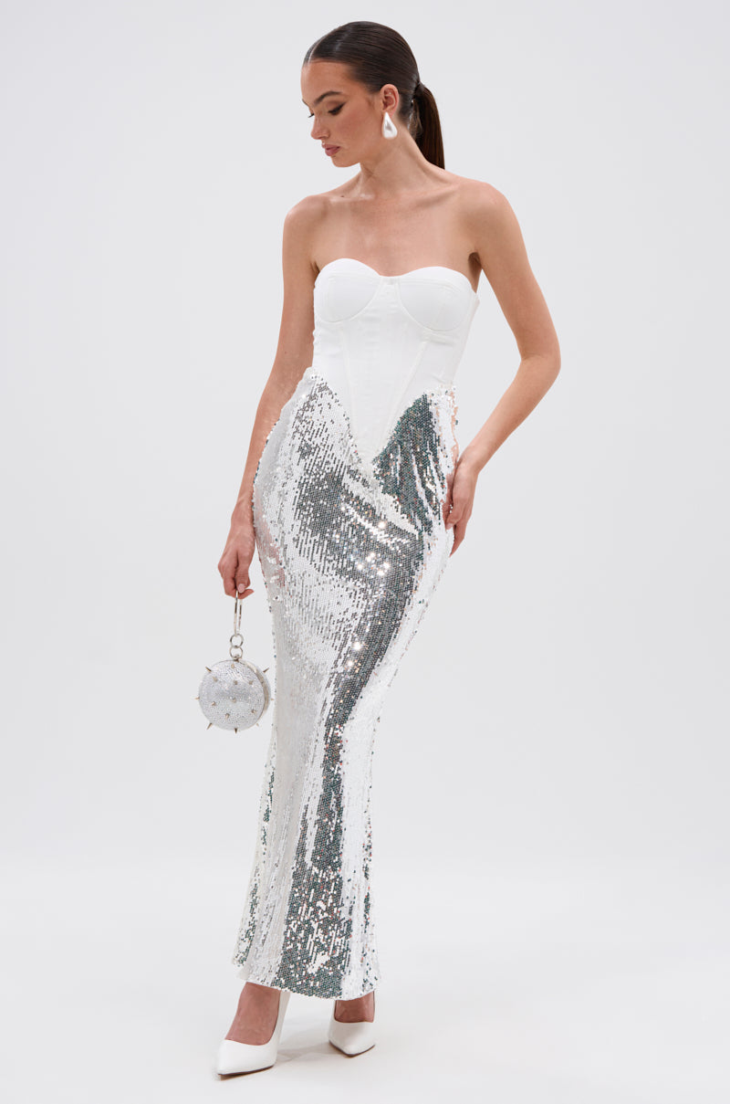 TOO GOOD FOR THIS MAXI DRESS IN WHITE