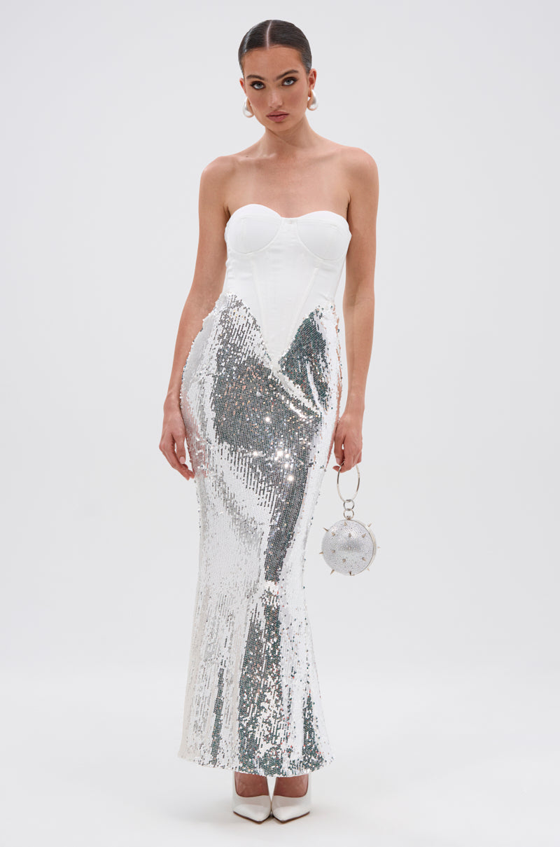 TOO GOOD FOR THIS MAXI DRESS IN WHITE