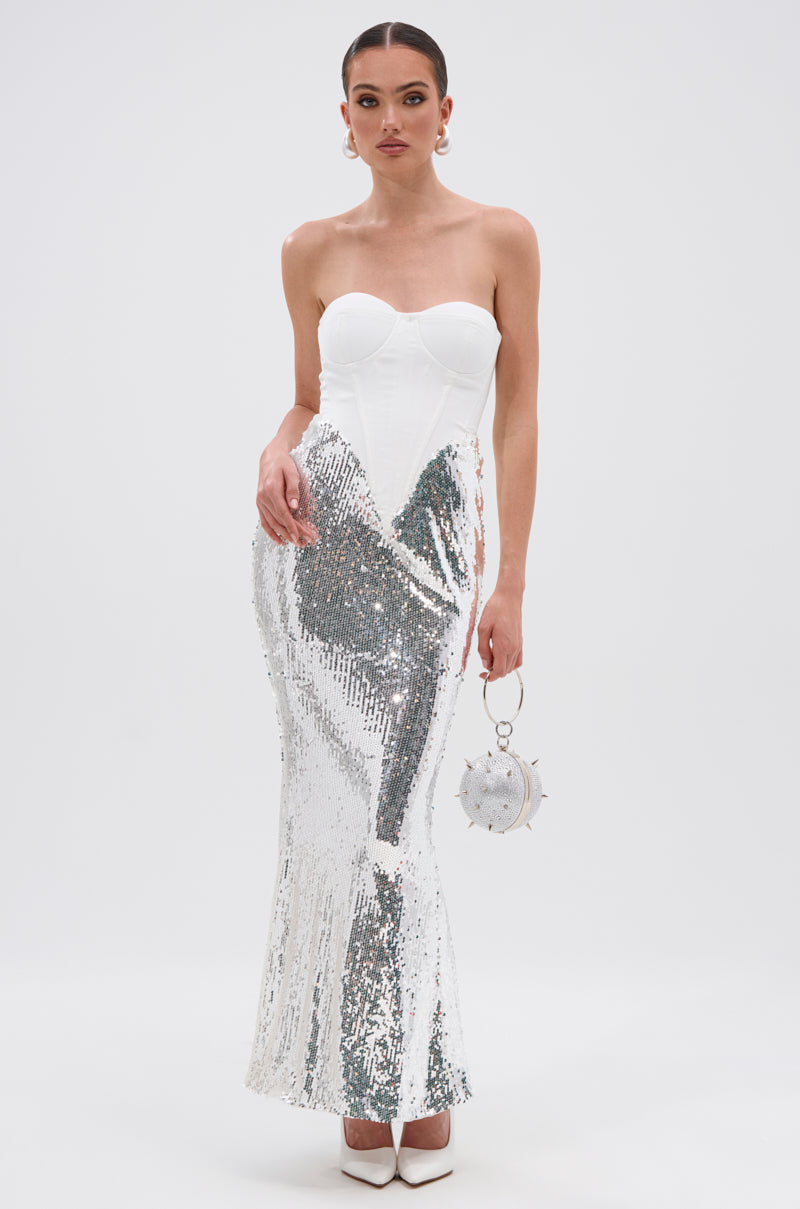 TOO GOOD FOR THIS MAXI DRESS IN WHITE