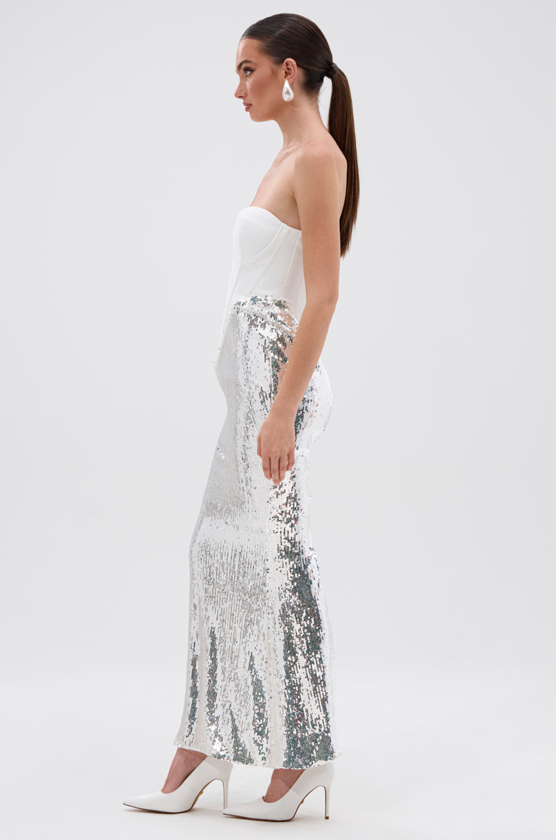 TOO GOOD FOR THIS MAXI DRESS IN WHITE