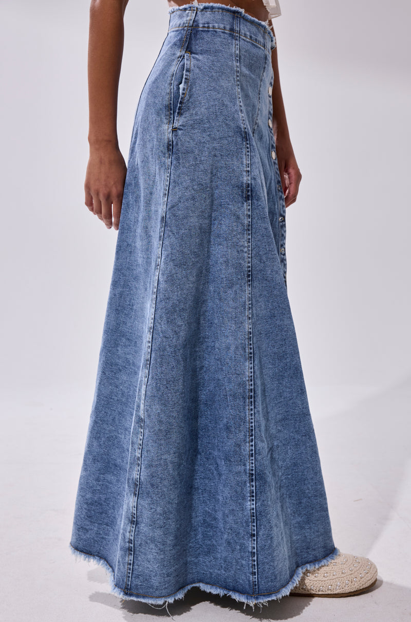 TIFFANY BLUE DENIM MAXI SKIRT