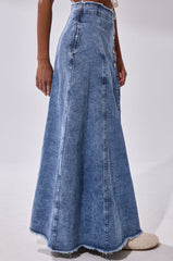 TIFFANY BLUE DENIM MAXI SKIRT