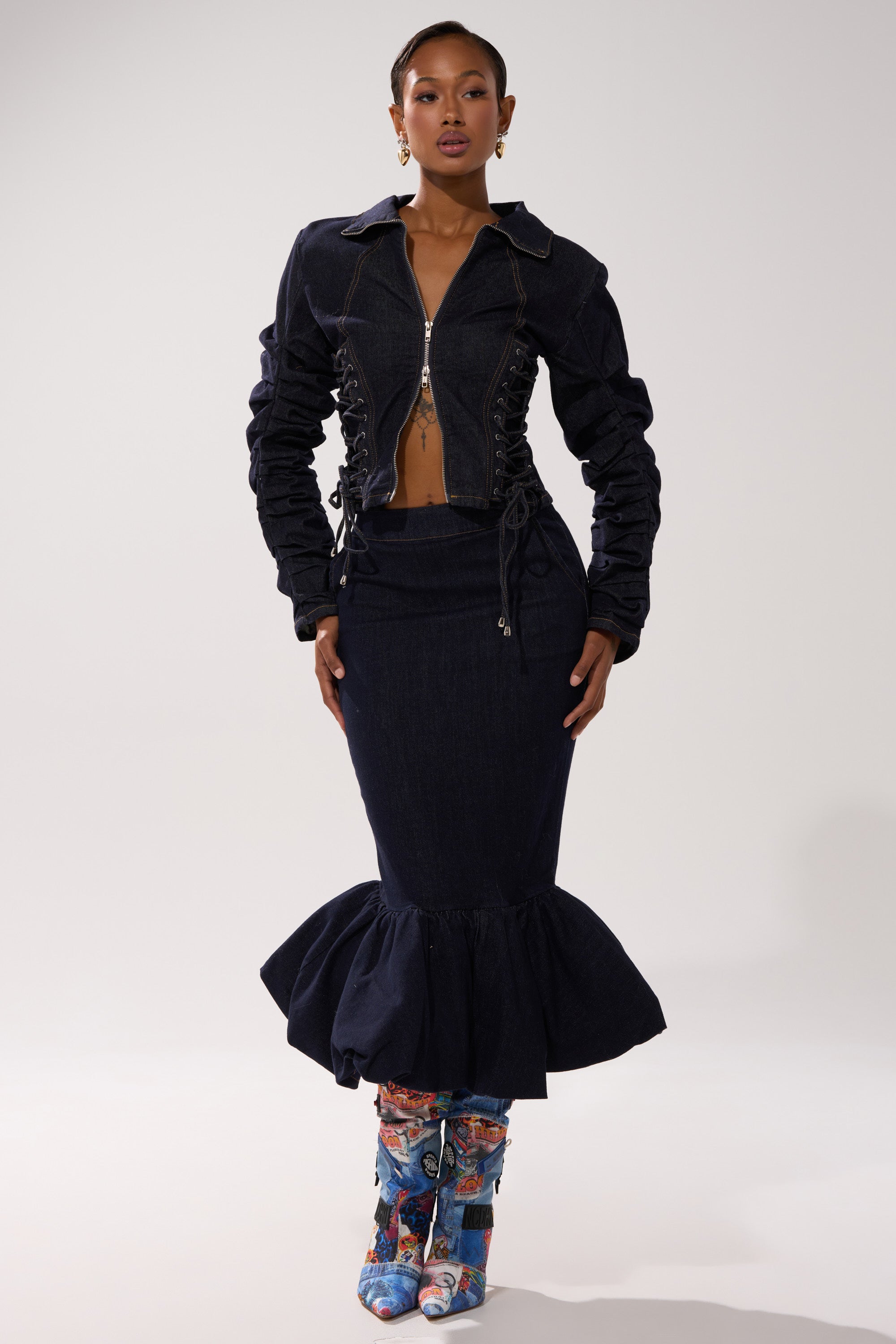 STRICTLY BUSINESS DENIM BLOUSE