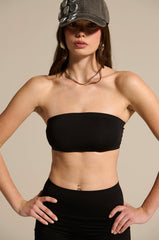 PAXTON SEAMLESS BLACK BANDEAU BRA TOP