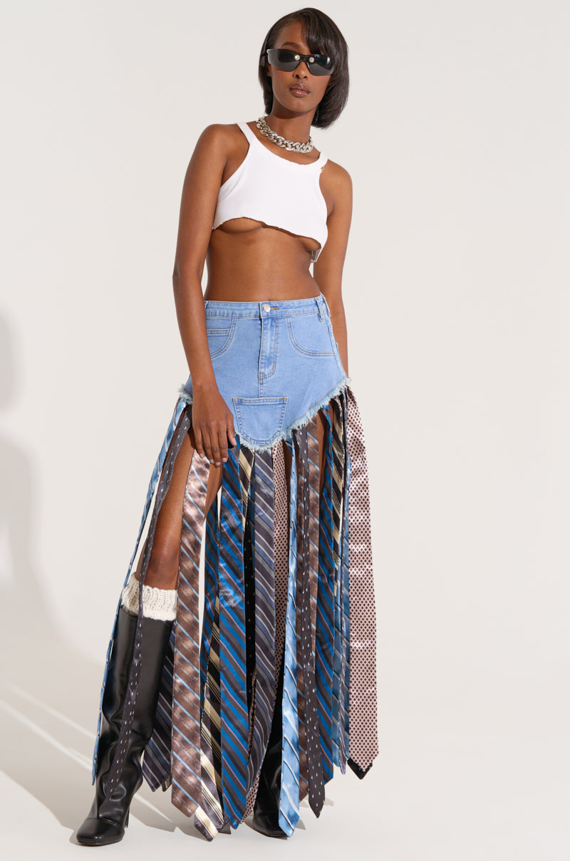 SO YOU THOUGHT DENIM SKIRT WITH TIE