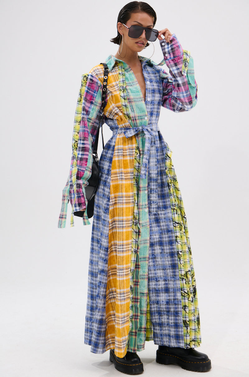 STAR OF THE SHOW PLAID MAXI DRESS