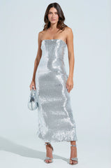 TRY AGAIN HONEY MESH SEQUIN MAXI DRESS