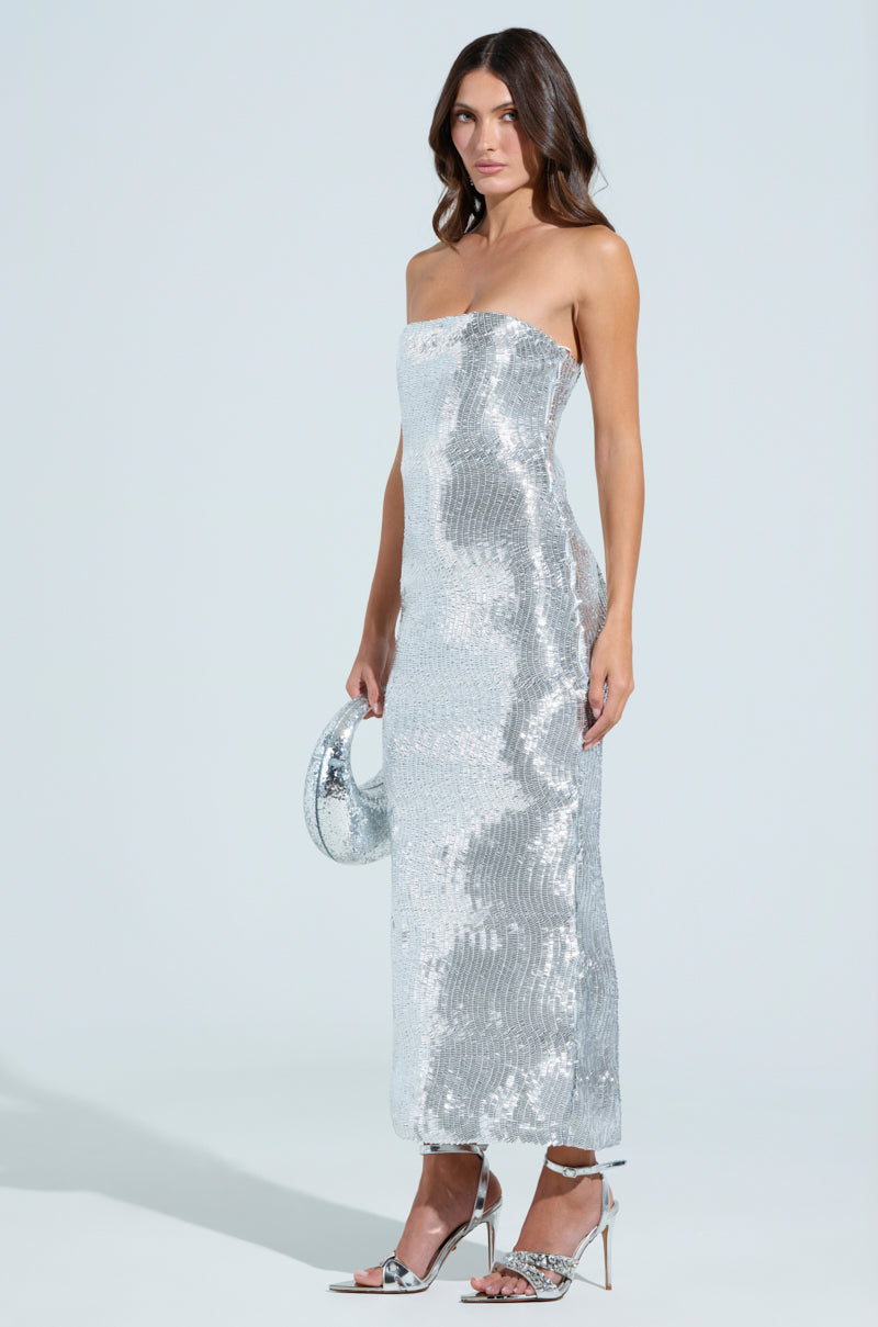 TRY AGAIN HONEY MESH SEQUIN MAXI DRESS