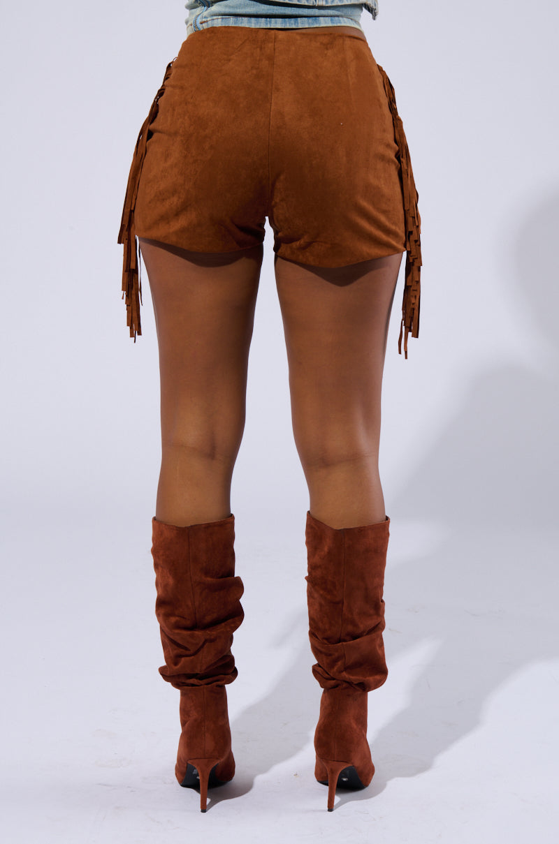 THE RODEO SHOW SHORT IN BROWN SUEDE