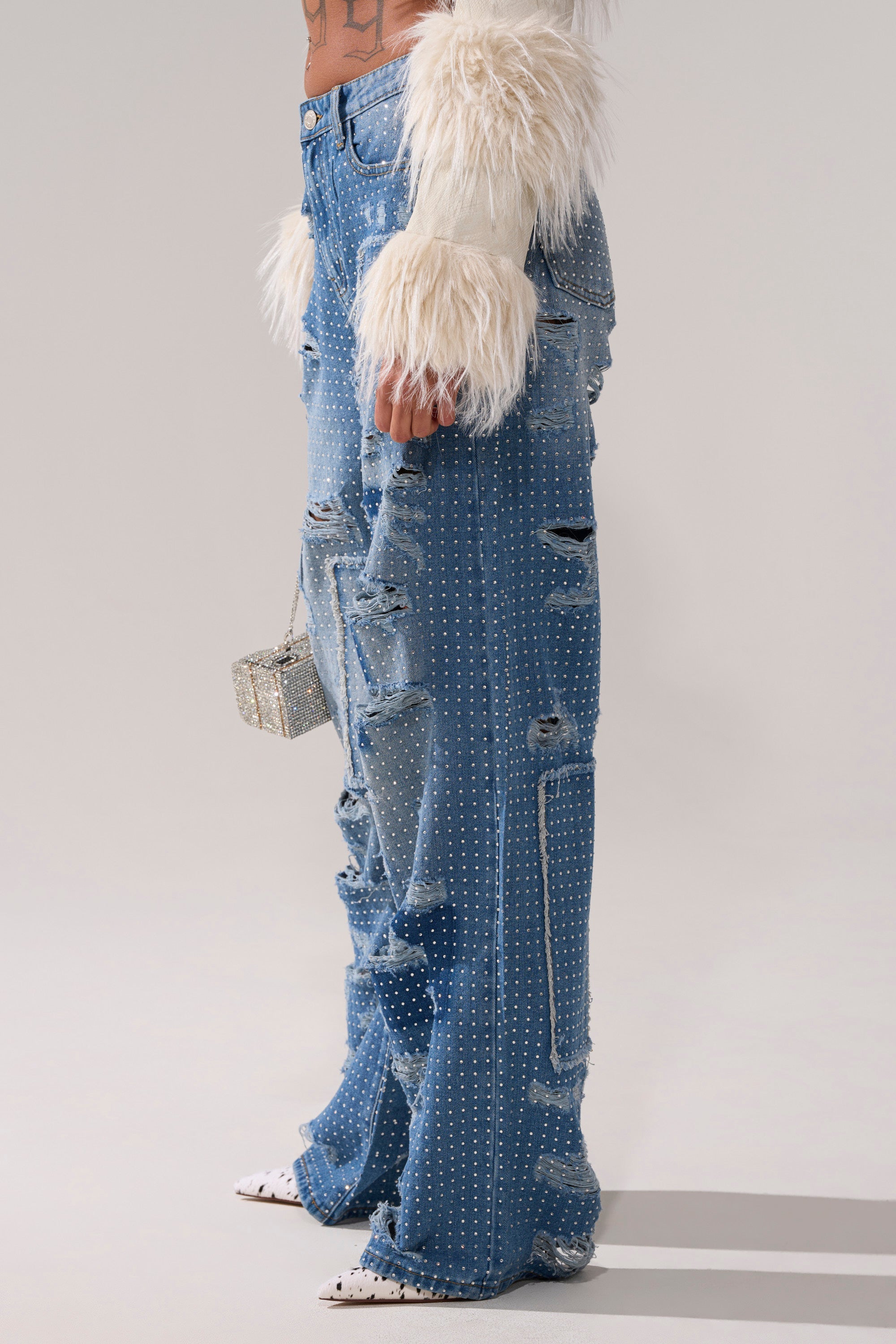 LAY IT LOW RHINESTONE RELAXED DENIM