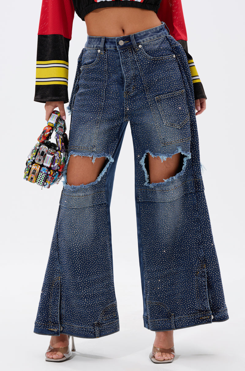 SPARKLE QUEEN WIDE-LEG DENIM