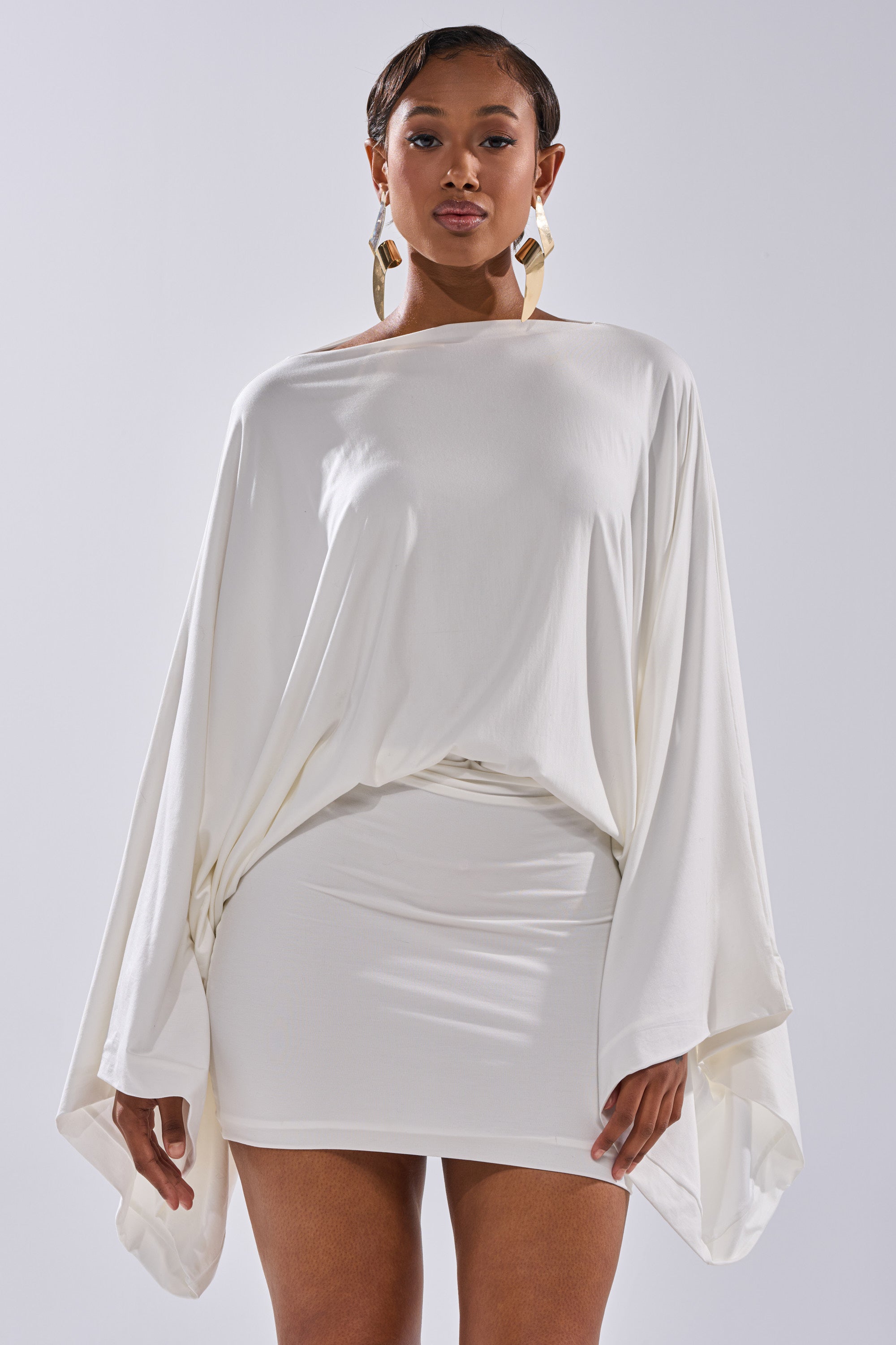 DIANA DRAPED MINI DRESS IN WHITE