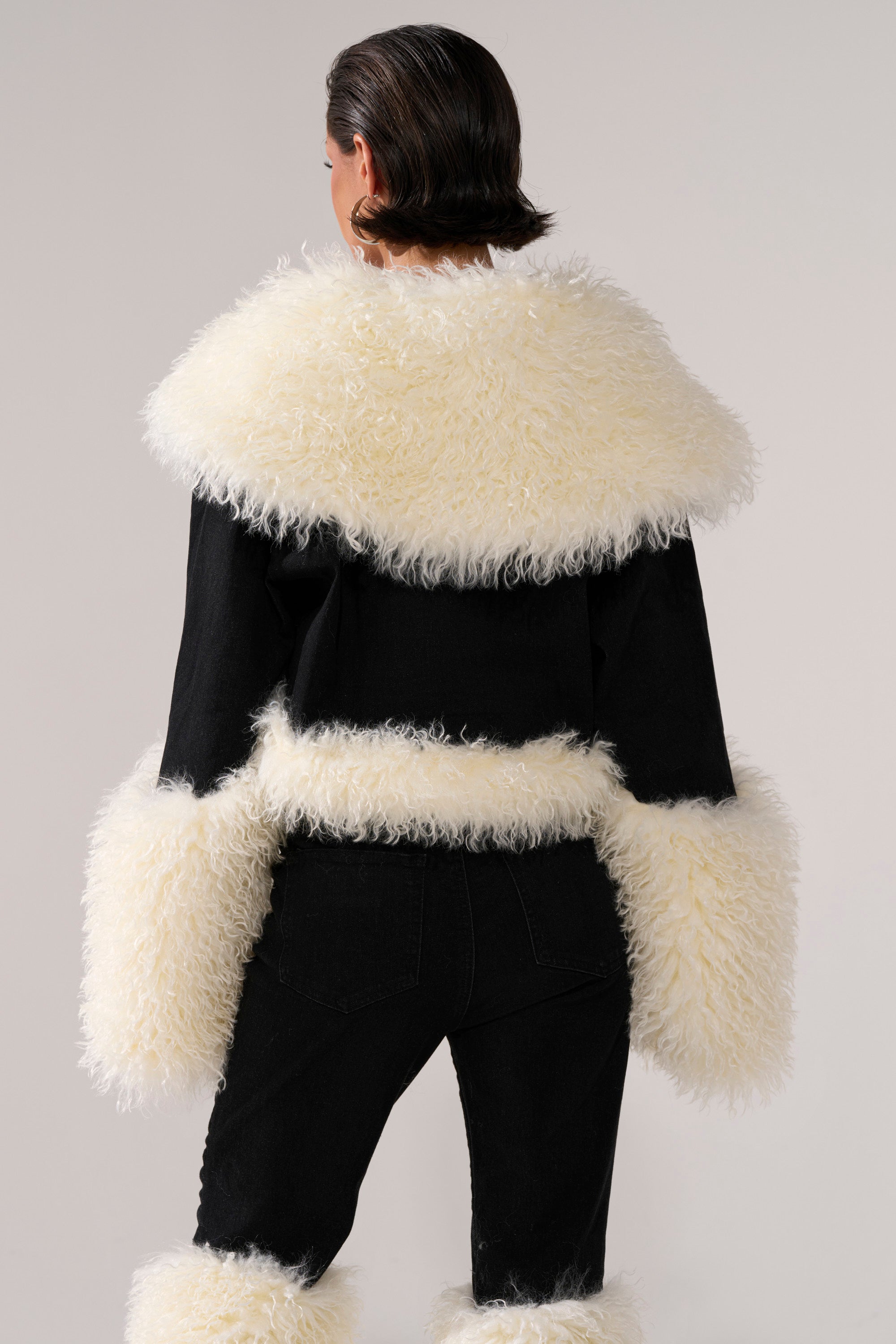 SITTING PRETTY FUR TRIM DENIM JACKET