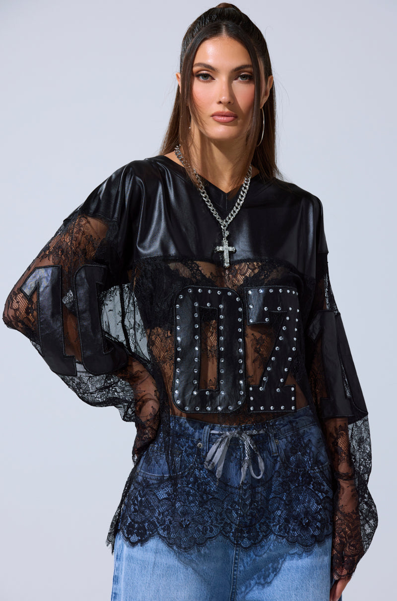 SHOW OFF LACE JERSEY TOP