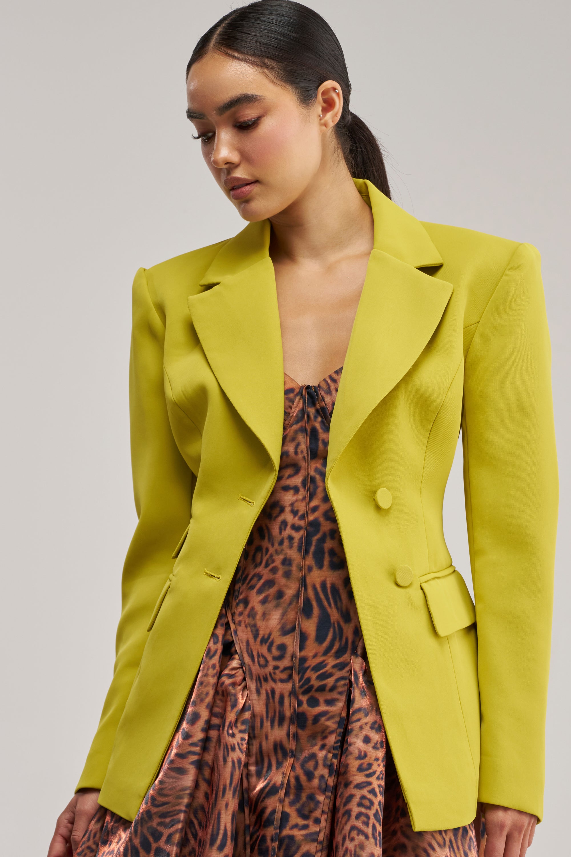 THE BLUEPRINT BLAZER IN CHARTREUSE