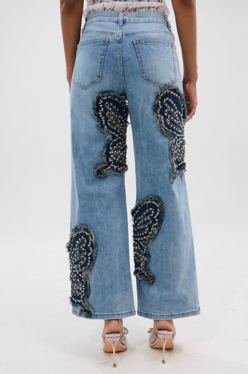 REBIRTH BUTTERFLY PATCH JEANS