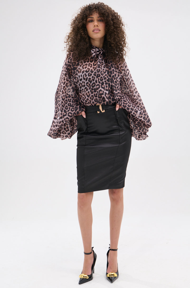 WINE AND DINE SATIN MIDI SKIRT