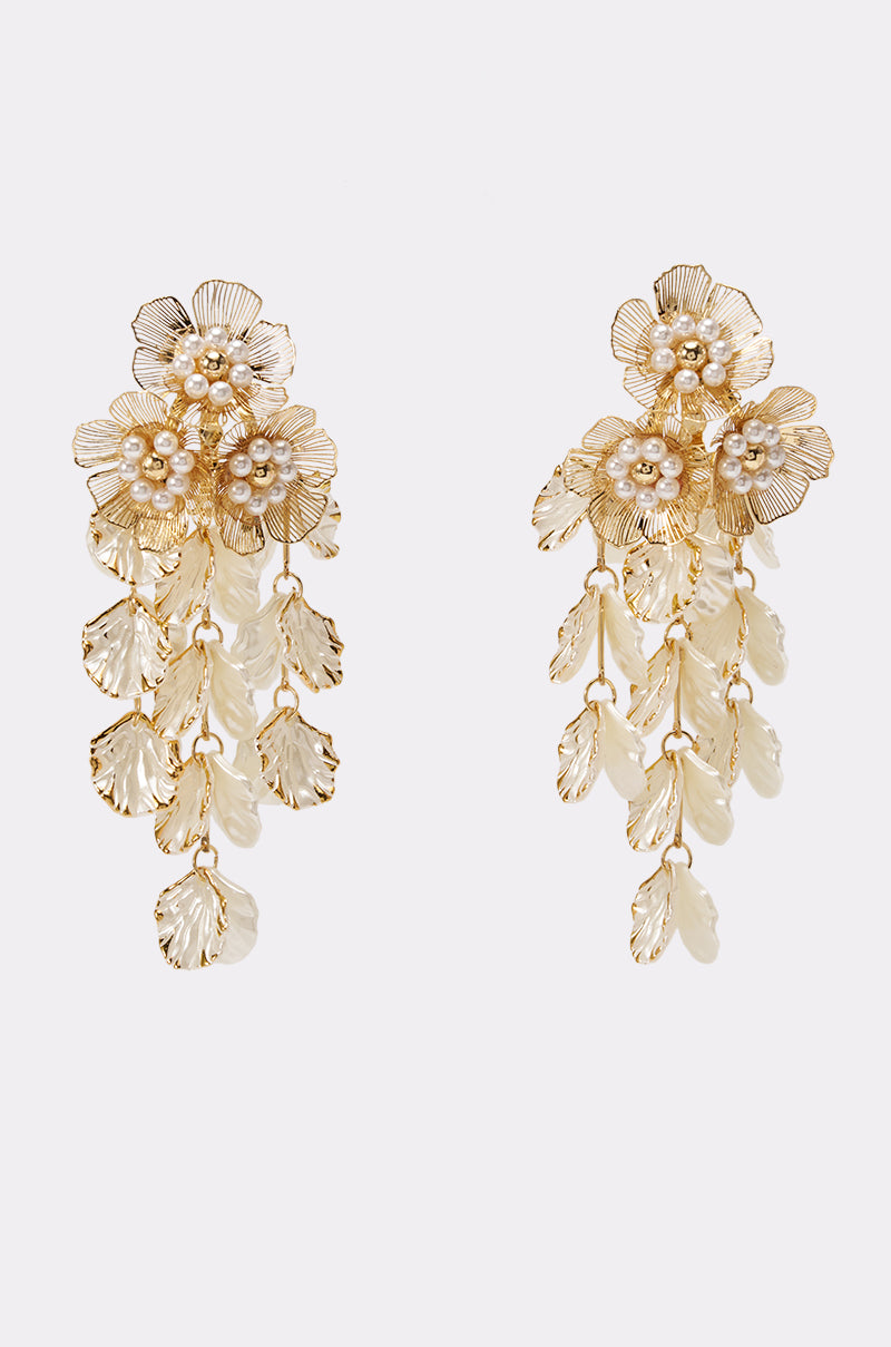 FLORAL PEARL STATEMENT EARRINGS