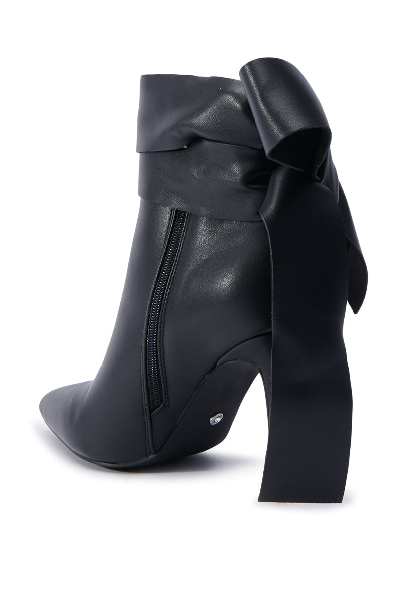 AZALEA WANG CHAUD BLACK TIE RIBBON BOOTIE