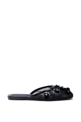 AKIRA CHERINA BLACK FLAT WITH EMBELLISHMENT