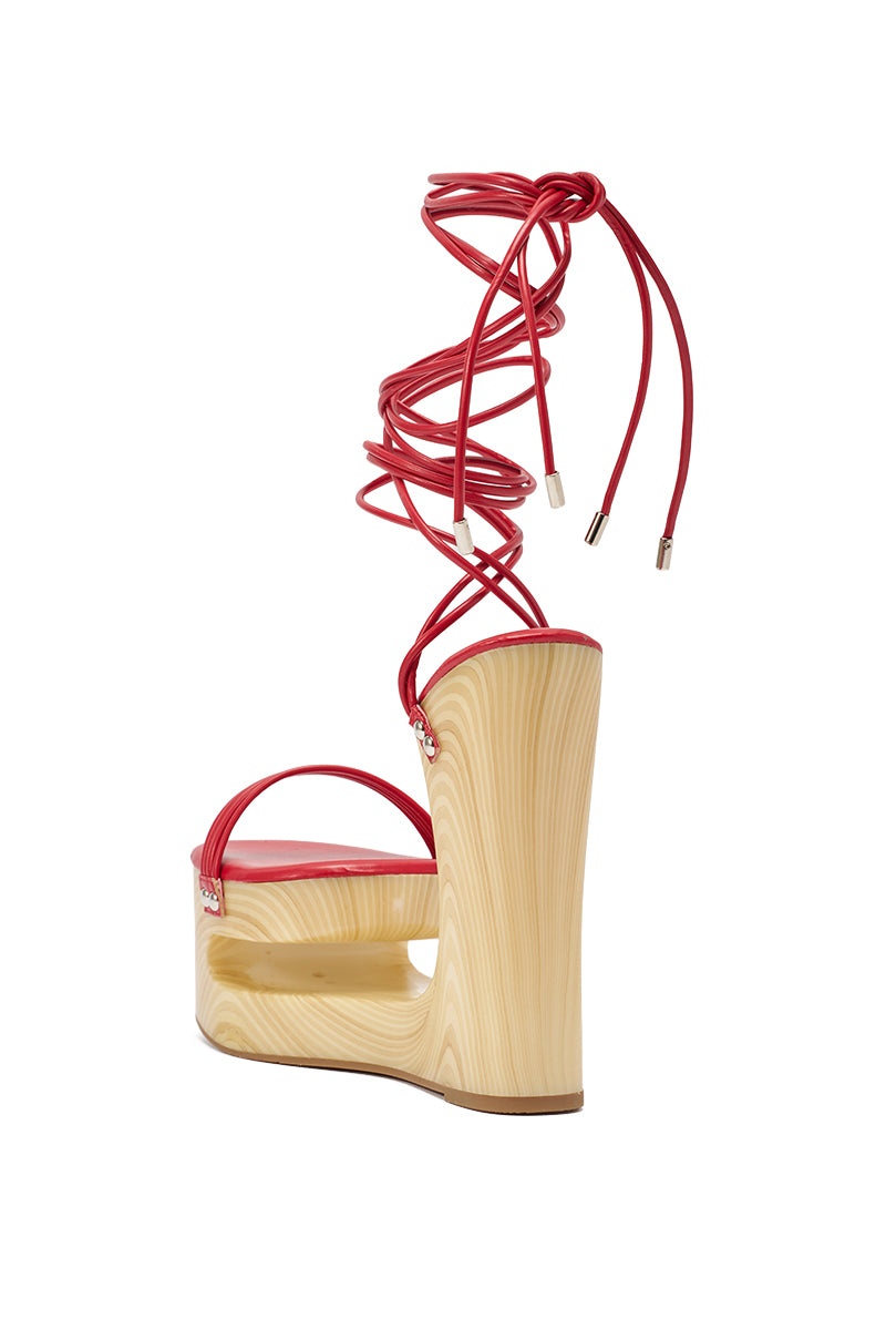 AZALEA WANG CIPRIANO RED STRAP EMPTY WEDGE SANDAL