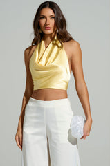SUNSHINE GIRL COWL NECK SATIN BLOUSE
