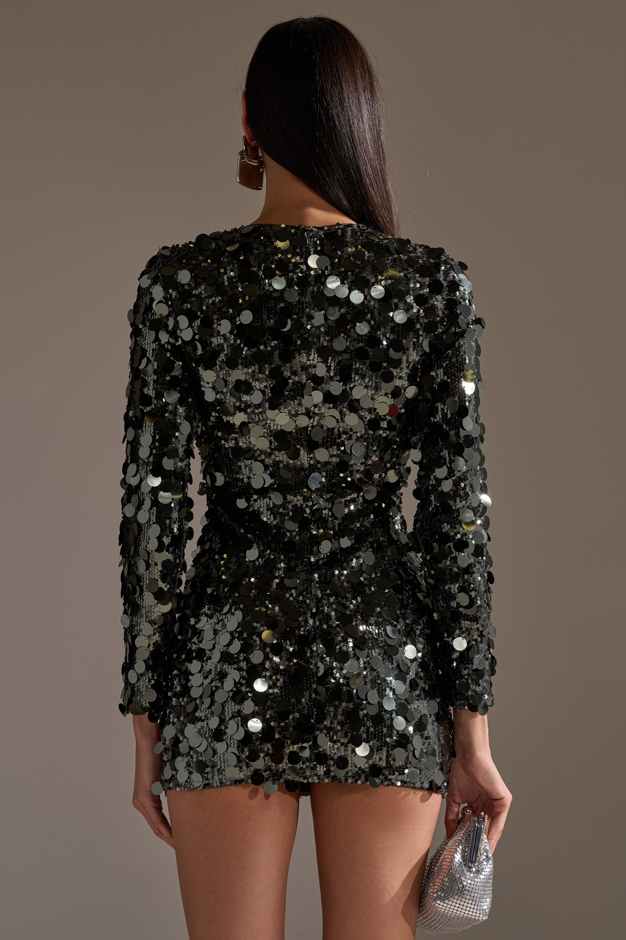 SHE'S ALL THAT SEQUIN MINI DRESS IN OLIVE