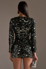 SHE'S ALL THAT SEQUIN MINI DRESS IN OLIVE